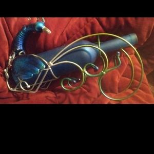 Peacock wine bottle holder